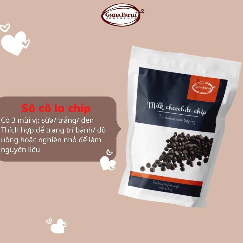 Socola Chip 150gr GANAFARM Dạng Viên Nhỏ Dùng Để Trang Trí Bánh Kẹo Đồ Ăn Vặt Các Món Tráng Miệng - CD150