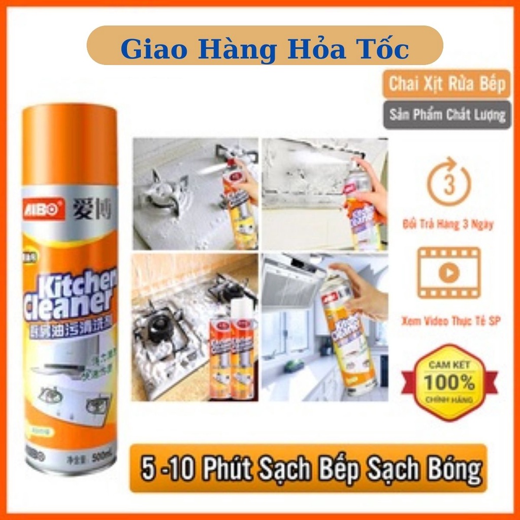 Bình xịt vệ sinh bếp bọt tuyết đa năng Kitchen Clear 500ml - Chai Vàng Cực Mạnh