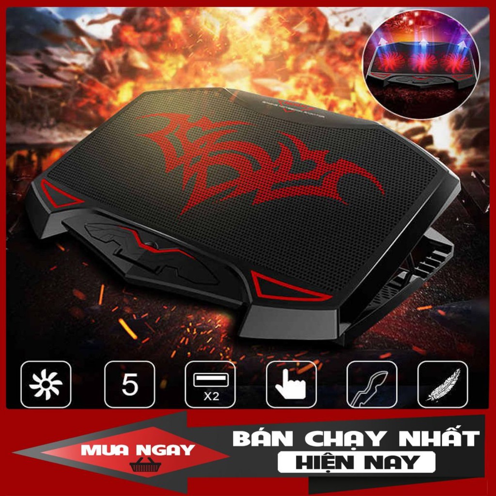 ✔️ Đế Tản Nhiệt Cho Máy Tính Laptop - Macbook Nuoxi 3 Quạt, Chạy Êm Làm Mát Laptop, Độ Đèn Led Gaming.