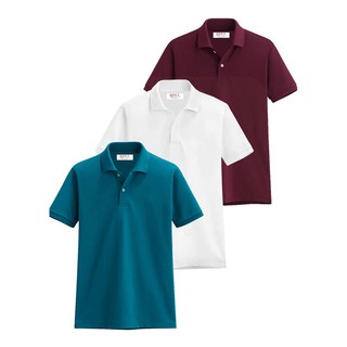 Áo thun nam cổ bẻ DoKa , 100% cotton  CB07 (xanh dương, trắng, đỏ đô)-BỘ 3 ÁO
