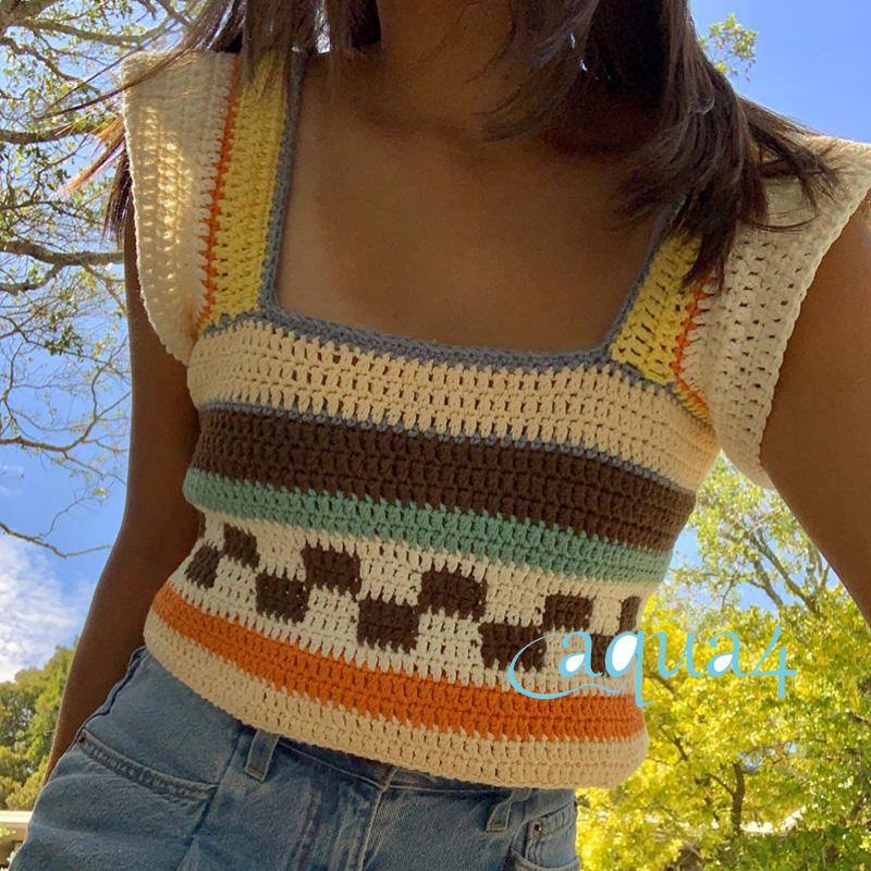 Áo Len Croptop Cổ Vuông Viền Bèo Dễ Thương Y2K