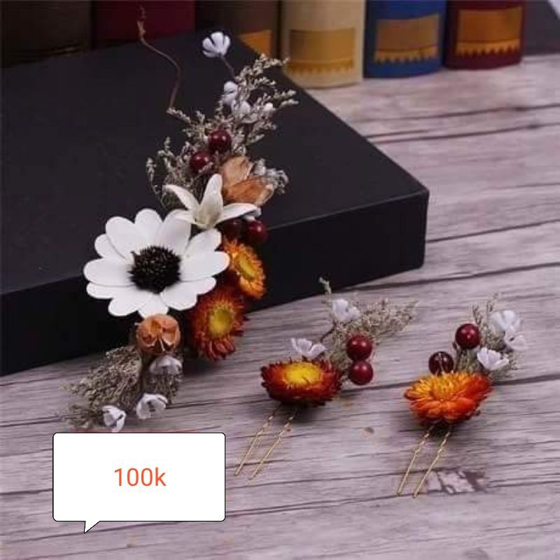 cài tóc hoa khô (phụ kiện cài tóc cô dâu)