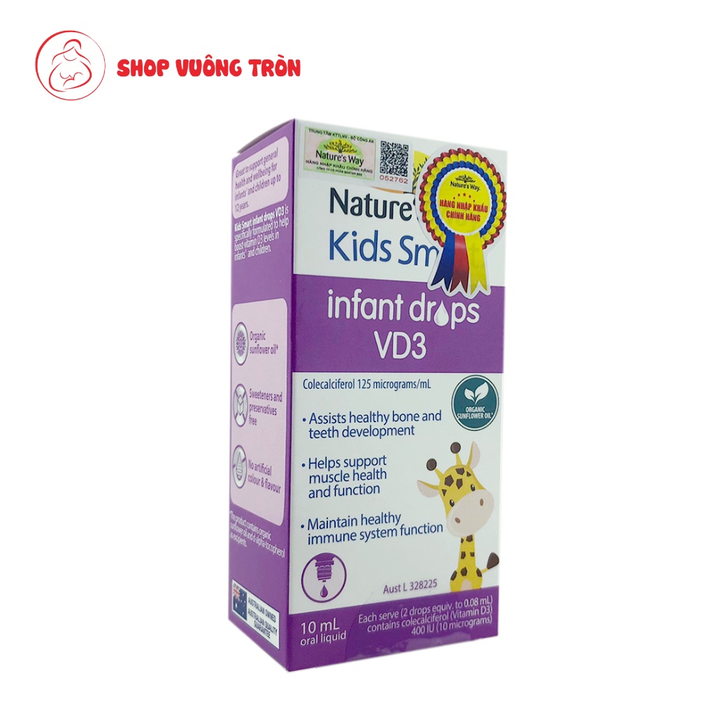 Siro Uống Bổ Sung Vitamin D Cho Bé Nature's Way Kids Smart Infant Drops VD3 10ml