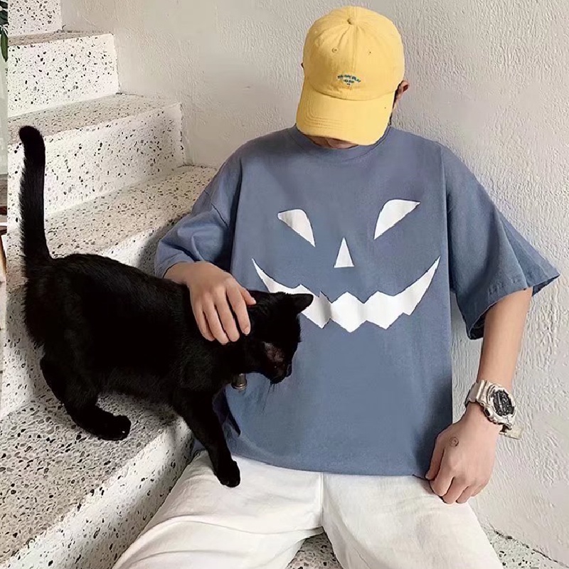 Áo Thun Tay Ngắn Dáng Rộng Cỡ Lớn In Hoạt Hình Kiểu Hip-Hop Đường Phố Nhật Bản Cá Tính Cho Nam