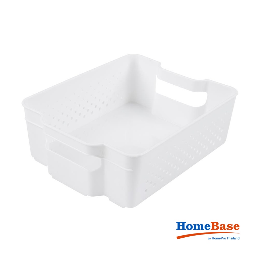 HomeBase STACKO Giỏ nhựa có thể xếp chồng lên nhau MONO Thái Lan 21.4X27X9cm màu trắng
