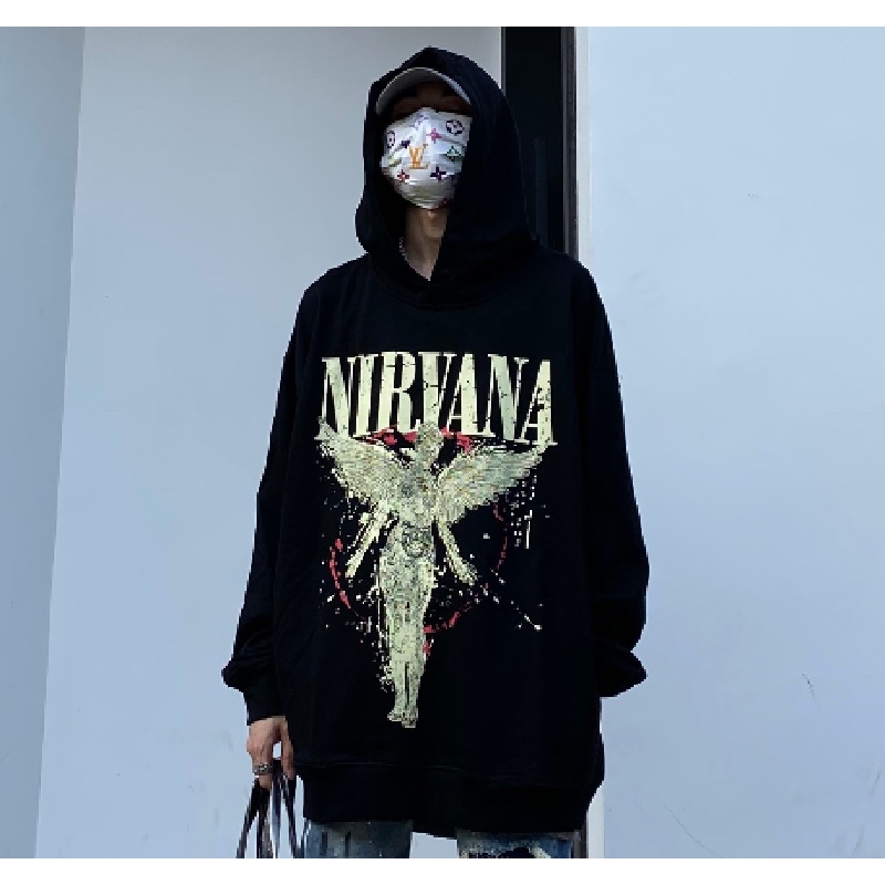 Áo Hoodie In Hình Thiên Thần Nirvana Thời Trang Cho Cặp Đôi