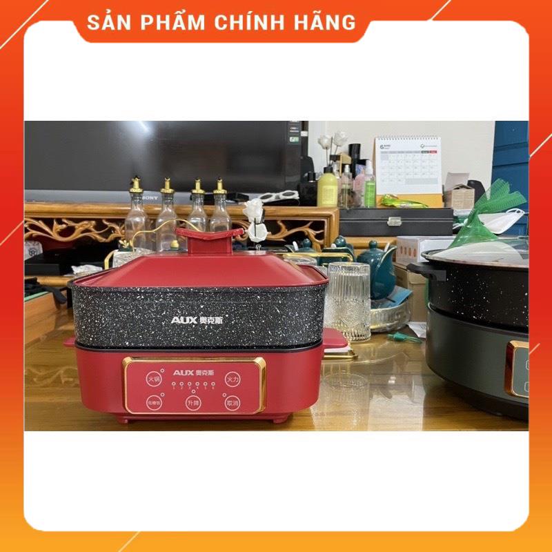 Nồi lẩu điện thang máy đa năng AUX 4L màu đỏ đen, khay lẩu chuyển động lên xuống tiện lợi thích hợp với tiệc nhỏ tại gia