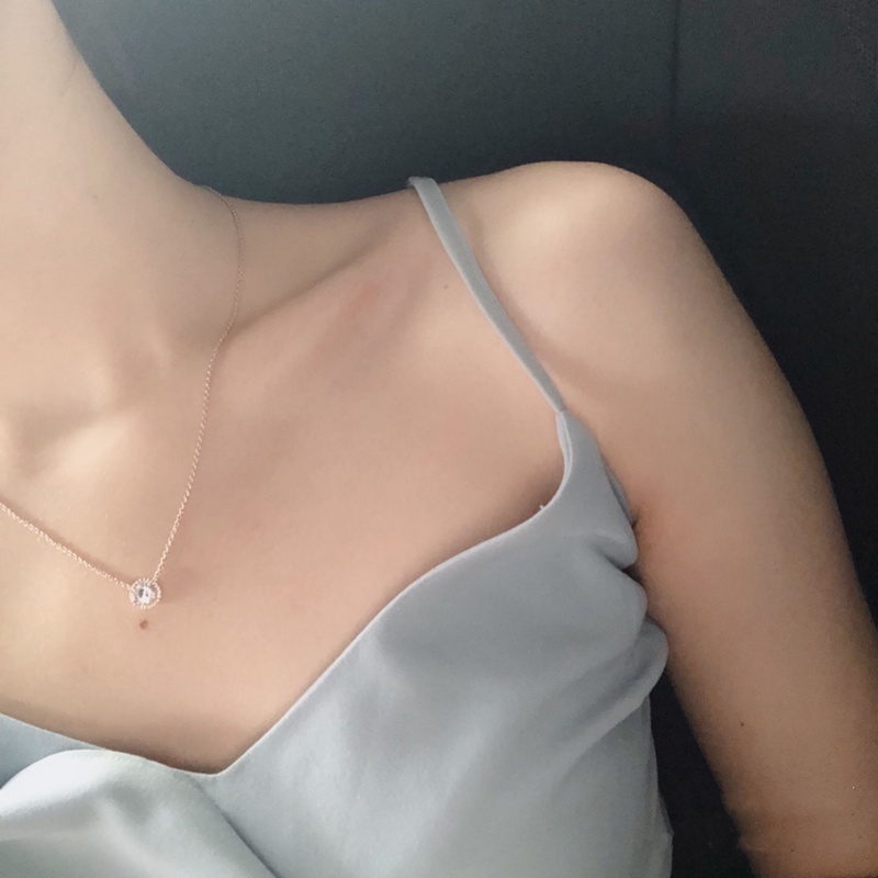 PANDORA Vòng cổ Bạc 925 Mặt Đính Đá Cz Thời Trang Cho Nữ