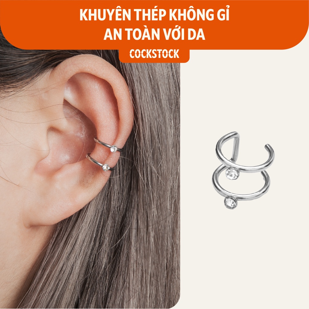 Khuyên Kẹp Vành Tai Double Helix With Diamond Cockstock