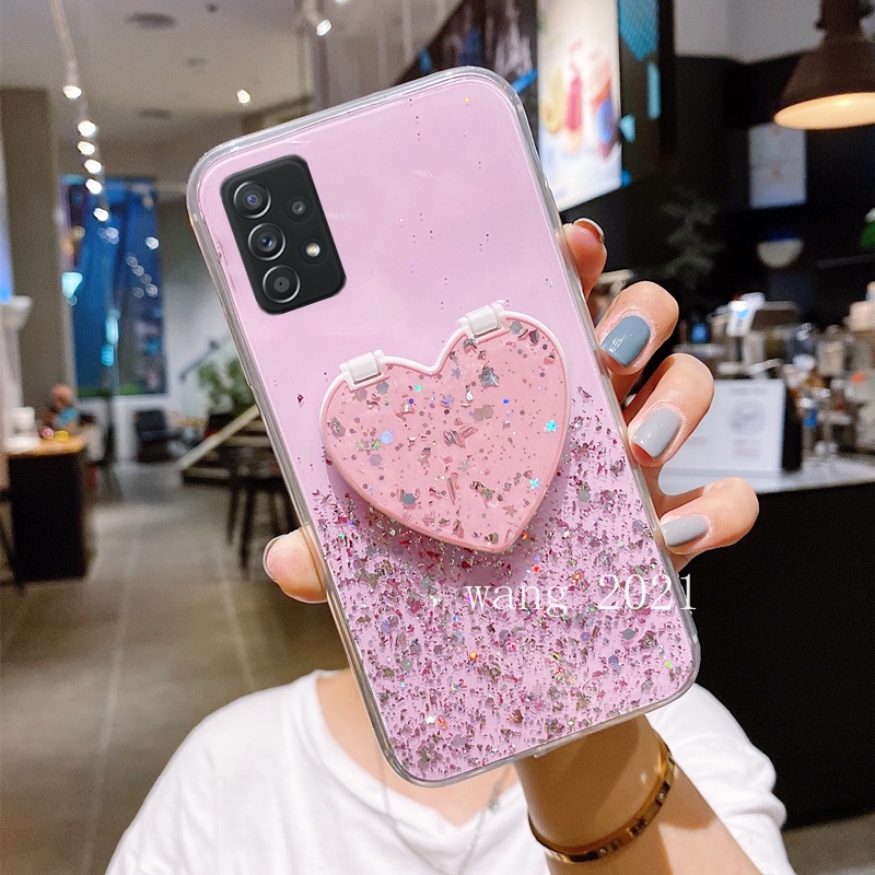 Ốp Điện Thoại Có Gương Trang Điểm Hình Trái Tim Cho Samsung Galaxy A73 A53 A33 M23 M33 5G A13 A23 LTE 4G 2022