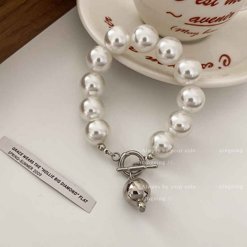 DREJEW Vòng đeo tay đính hạt ngọc trai giả hình chữ T phong cách Pháp cổ điển độc đáo