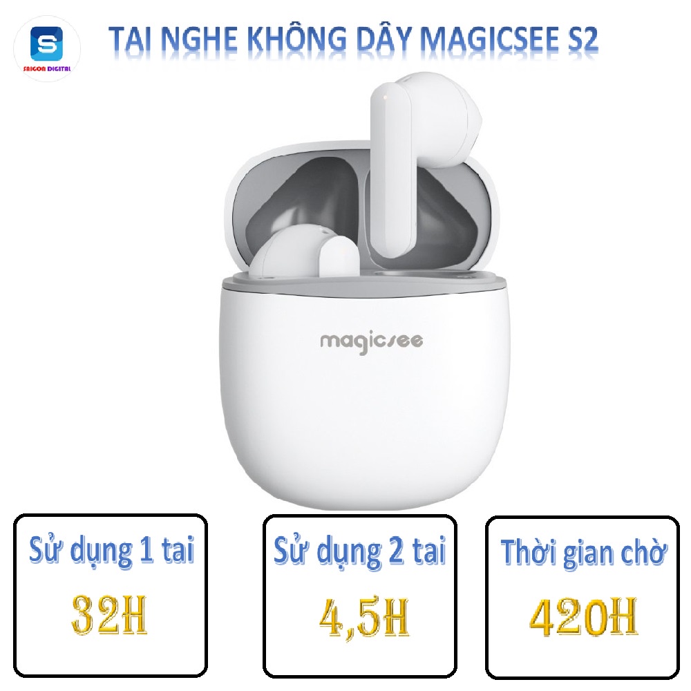 Tai Nghe Bluetooth Không Dây TWS Magicsee S2 - Bluetooth 5.1 - Chống nước - Thiết Kế Thời Trang, Đẹp Mắt