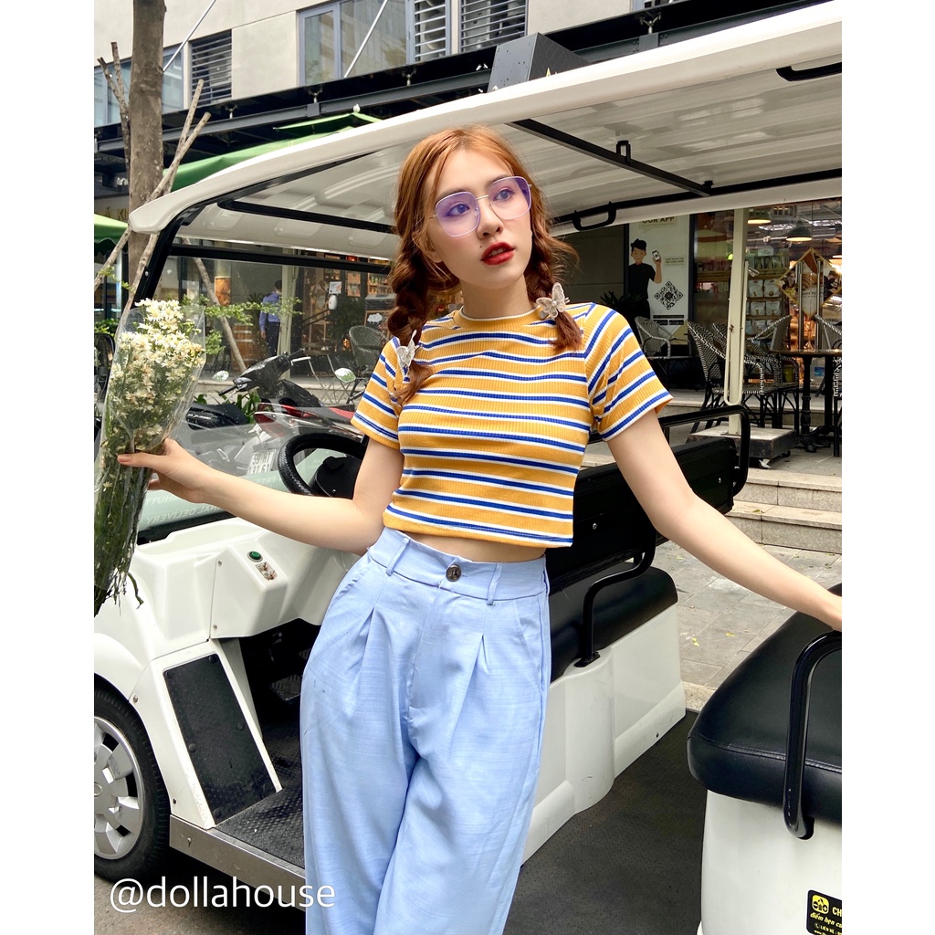 Áo Croptop Cổ Tròn Sọc Đủ Màu Thời Trang Hàn Quốc | BigBuy360 - bigbuy360.vn