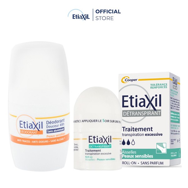 Combo Lăn Ngăn Mồ Hôi Etiaxil 15ml (xanh) và Lăn Ngăn Mồ Hôi Hàng Ngày Etiaxil 50ml