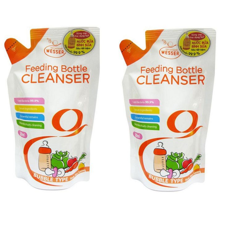 Combo 2 gói nước rửa bình sữa wesser 500ml  dạng túi