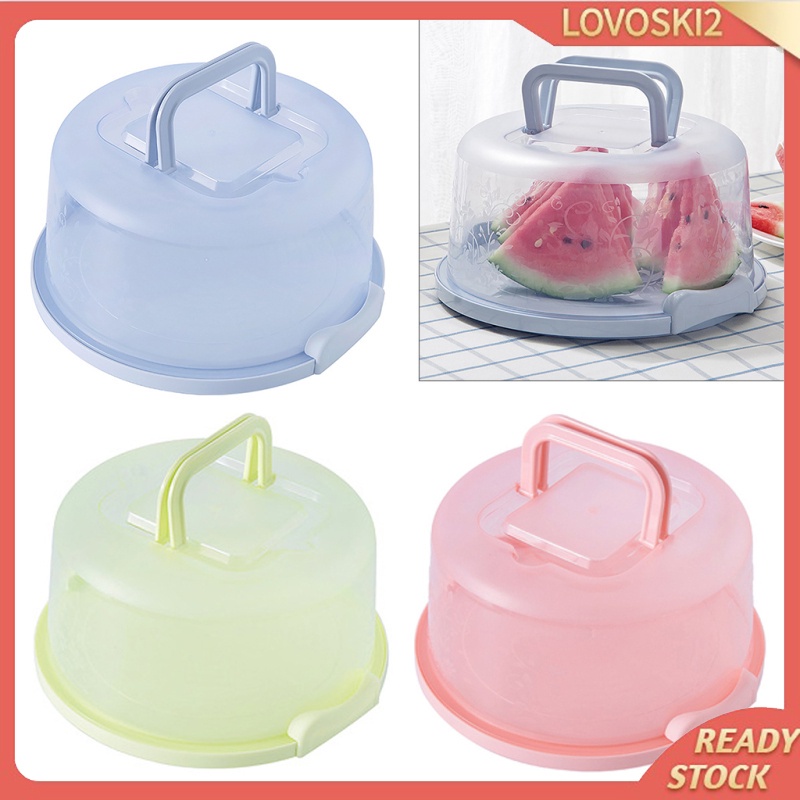 Plastic Cake Box Round Cake Storage Carrier Container Lockable Lid Blue