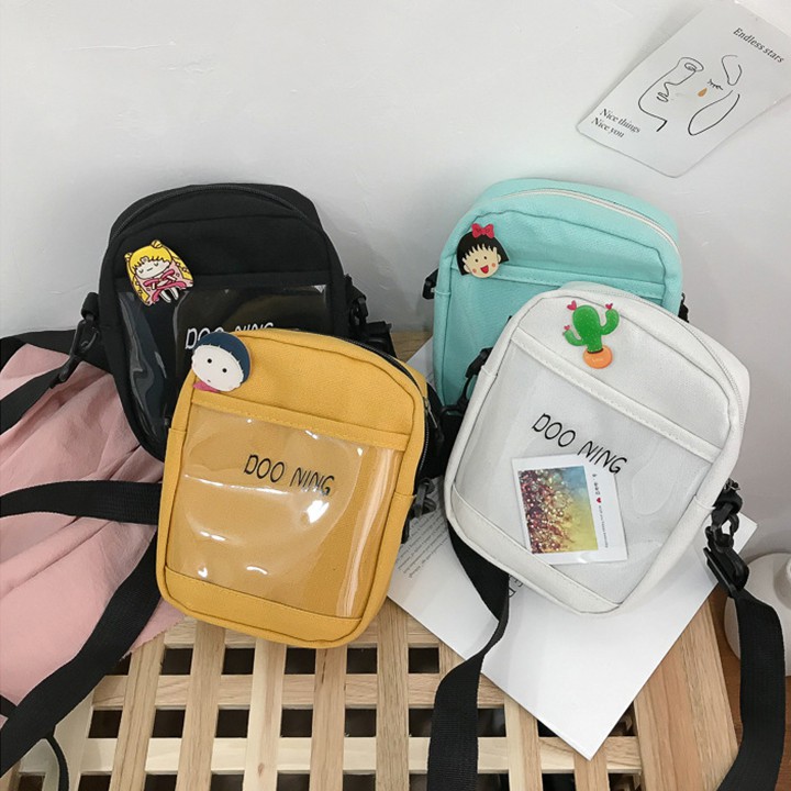 Túi Đeo Chéo Vải Mini Thời Trang Có Ngăn Trong Suốt T5009