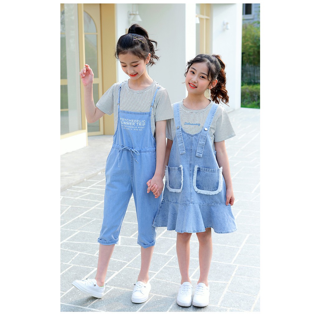 Sét áo váy yếm bò bé gái lớn size 22-50kg  BV04