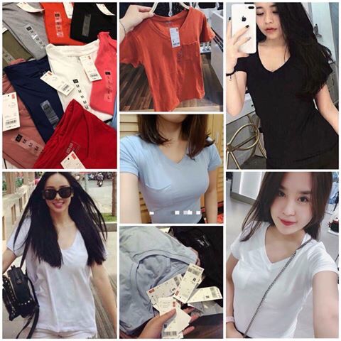 Áo pull trơn cổ tim Uni