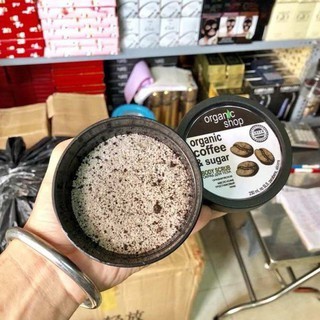 Bộ Đôi Muối Tắm Organic Coffee &amp; Sugar Body Scrub Và Găng Tay Tẩy Tế Bào Chết Dành Cho Body