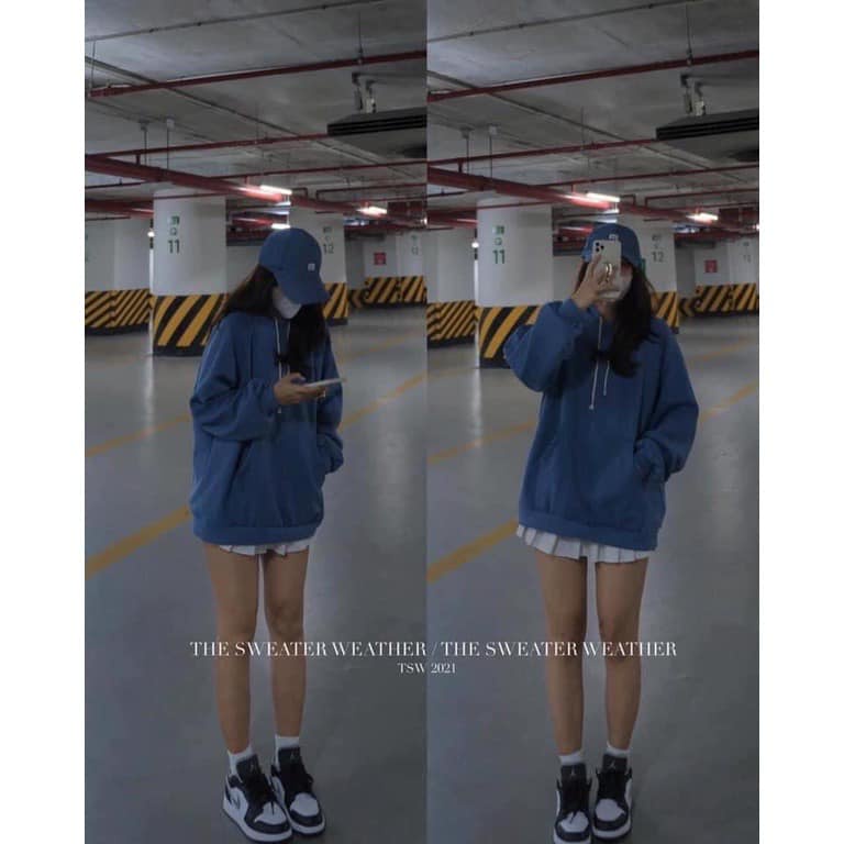 Áo hoodie nike nỉ có mũ DEGO Áo hoodie nam nữ dáng rộng mặc mùa đông style hàn quốc