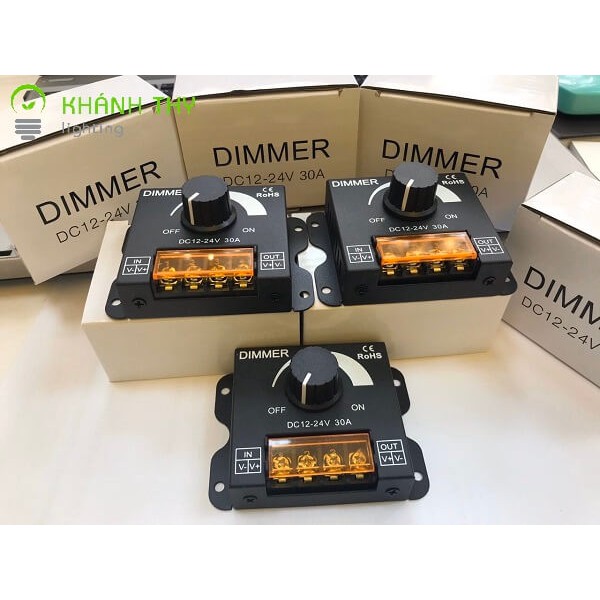 Dimmer 12v 24v điều chỉnh tăng giảm ánh sáng led dây, led thanh 30a