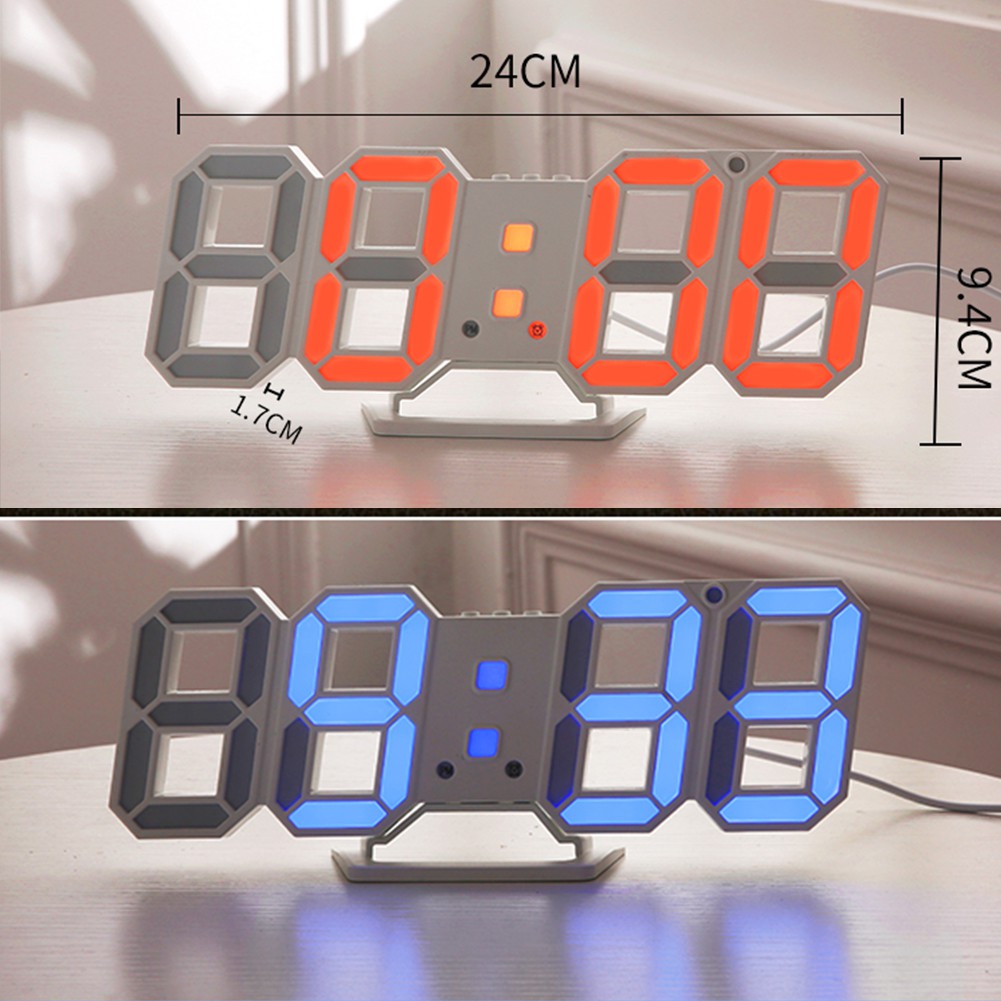 Bảng LED kỹ thuật số hiện đại Bàn ban đêm Đồng hồ treo tường Đồng hồ báo thức 24 hoặc 12 giờ Hiển thị 4 LED