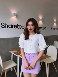 Áo crop xốp nhăn