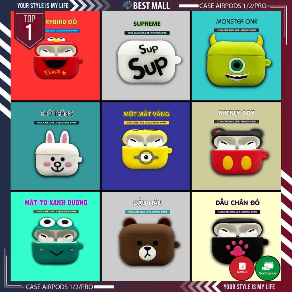 Vỏ Bao Đựng Bảo Vệ Hộp Sạc Tai Nghe, Case Airpods Pro/3/TWS - Sillicone Chống Va Đập, Bám Bẩn Hoạt Hìnhl Bestmall