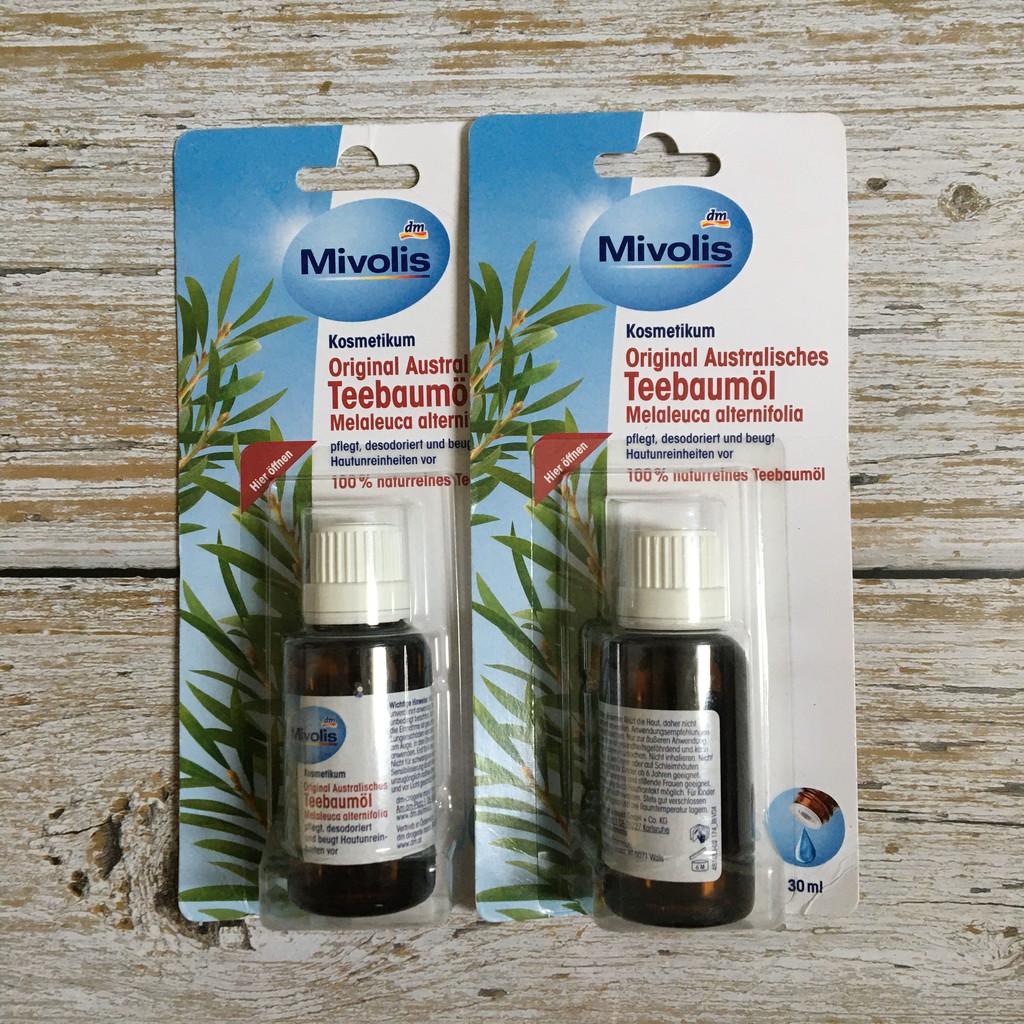 Tinh Dầu Tràm Trà Mivolis Australisches Teebaumol, 30ml. Giúp khử mùi, hết gàu, hết mụn. Hàng nội địa Đức