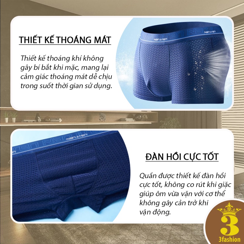 Quần Lót Nam Thông Hơi, quần Boxer Nam Cao Cấp Mềm Mịn Thoáng Khí Kháng Khuẩn Chuẩn Y Tế - QS01