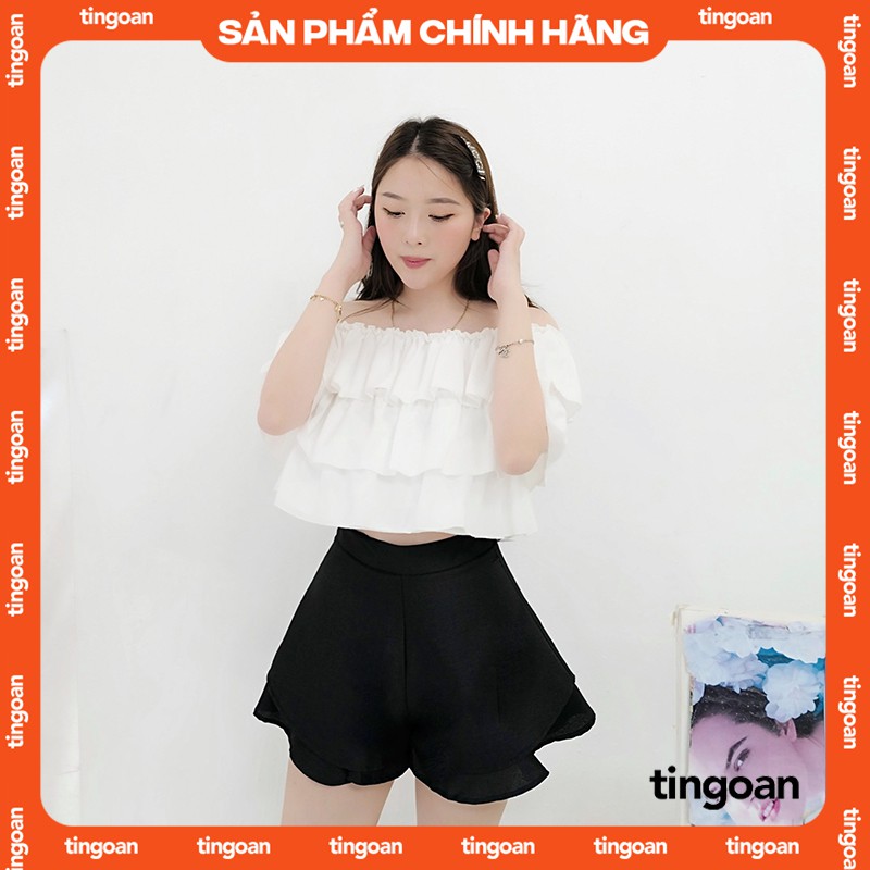 TINGOAN® HCM - Quần váy cạp cao xòe 2 tầng tafta đen CHARMIE SKORT/BL