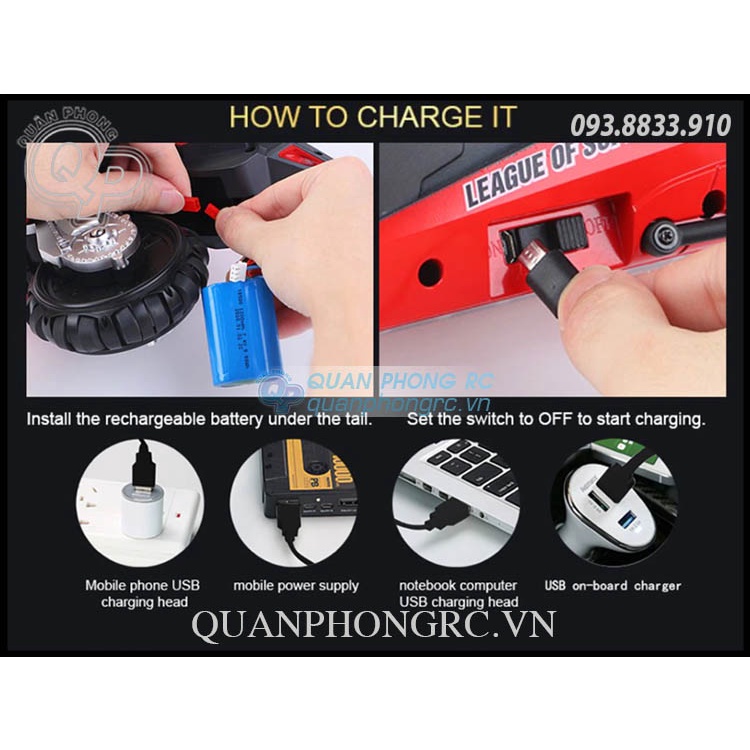 Xe Mô Tô Điều Khiển Tự Cân Bằng 1/16 STUNT MOTORCYCLE 2.4GHz Self-Balancing Motorcycle