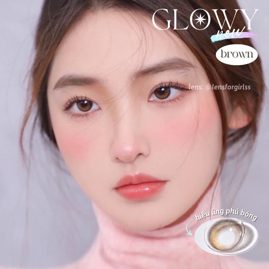 Kính áp tròng 1 NGÀY hiệu ứng phủ bóng GLOWY BROWN chính hãng Olens | Lens cận 1 ngày