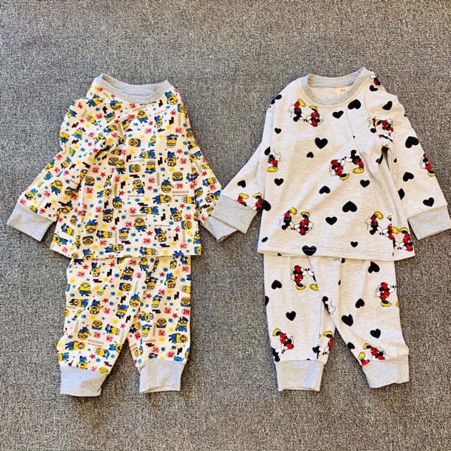 Xả lỗ Bộ cotton dài tay mickey minion HM xuất dư