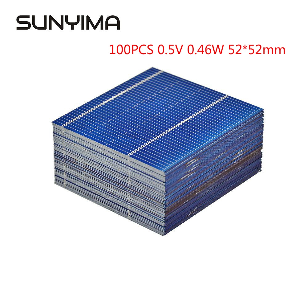 Set 100 Tấm Pin Năng Lượng Mặt Trời 0.5V 0.46W 52 * 52mm Dành Cho Pin Điện Thoại Di Động