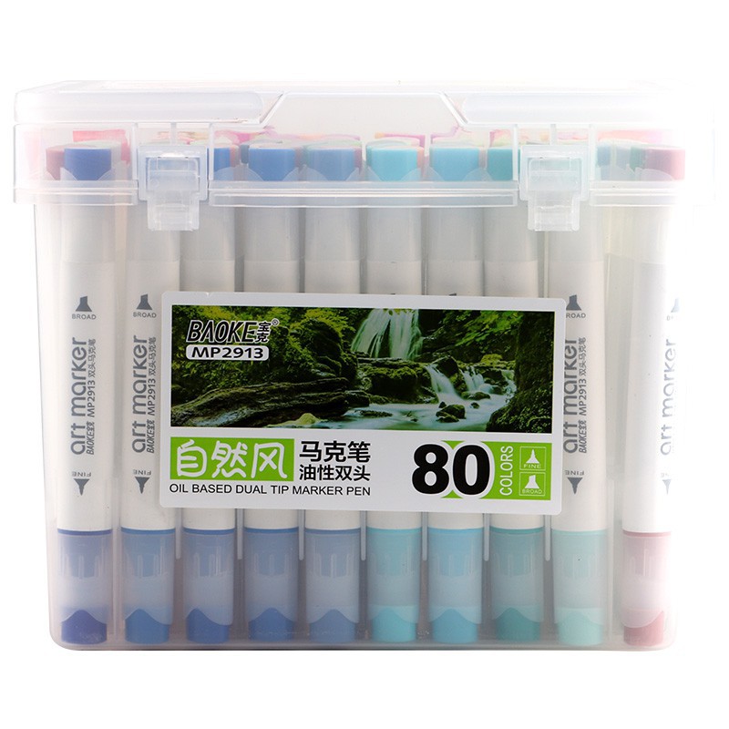 [Nowship] Bộ Bút 80 Màu Marker Oil Based Dual Tip BAOKE MP2913 - 80 Màu