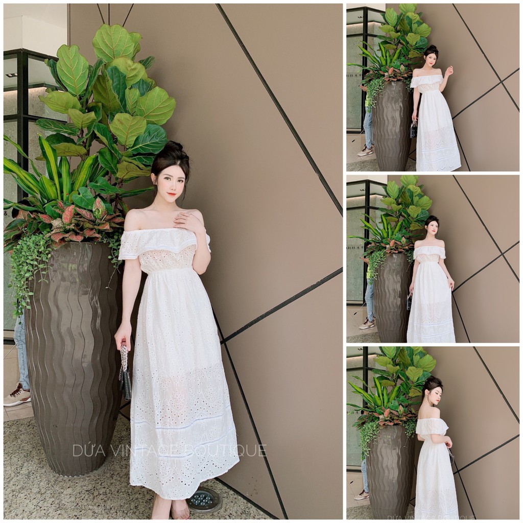 Đầm maxi trễ vai bèo, Chất liệu thô cao cấp 17066 | BigBuy360 - bigbuy360.vn