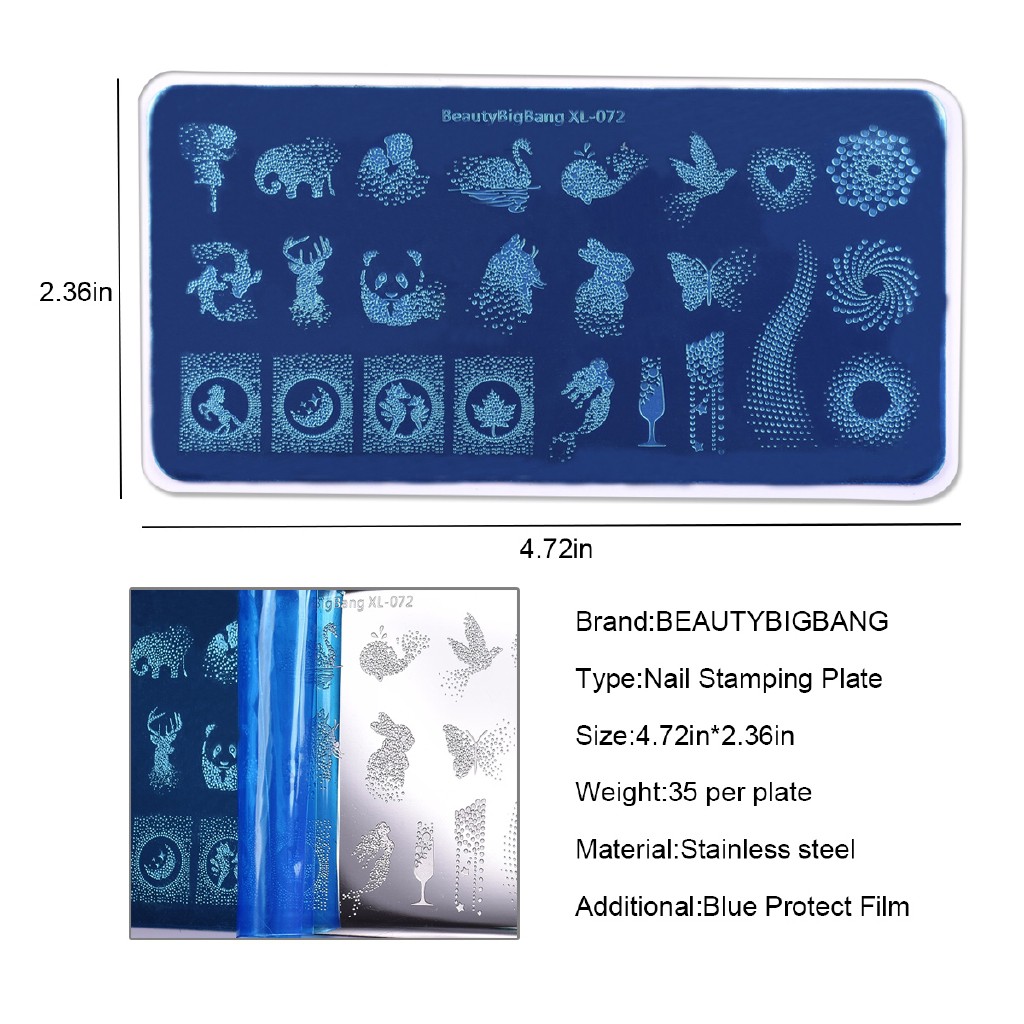 [Hàng mới về] Tấm khuôn dập họa tiết trang trí móng tay nhiều họa tiết đẹp mắt
