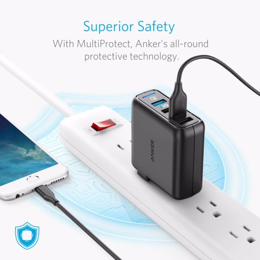 Cục sạc ANKER PowerPort Speed 4 cổng 43.5W Quick Charge 3.0