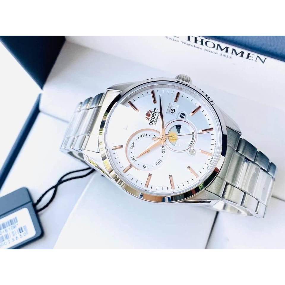 Đồng hồ Orient Sun and Moon Gen 5 RA-AK0304810B, máy automatic, dây thép không gỉ, kính saphire, 42mm