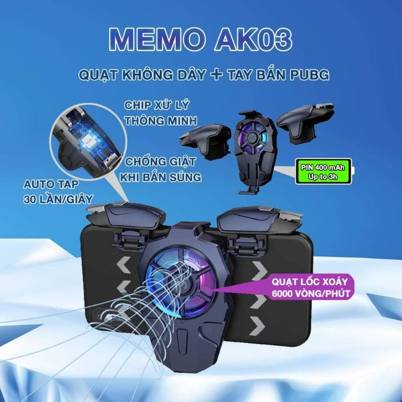 Quạt Tản Nhiệt Điện Thoại Sò Lạnh AK03-FL01-x3pro Sò Lạnh Pin2000 {Tặng Kèm Tai nghe Bluetooth}