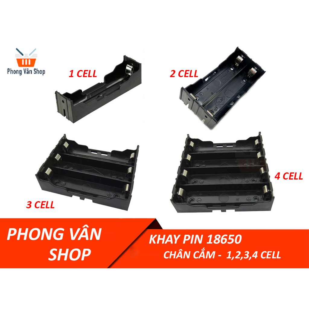 5 Khay đựng giữ pin 18650 1-2-3-4 cell - chân cắm - dễ dàng sáng chế