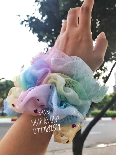 Scrunchies phiên bản unicorn 🦄 siêu phồng màu cầu vòng