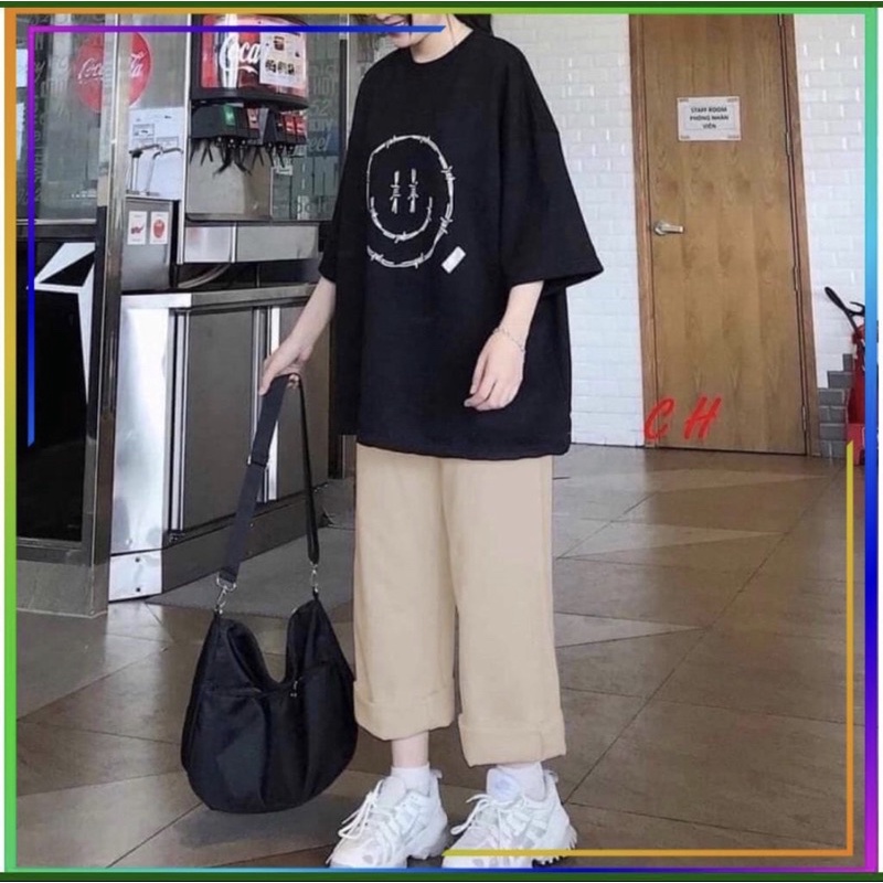 Set đồ nữ, Set bộ nữ hình mặt cười và quần Suông siêu đẹp chất cotton cao cấp