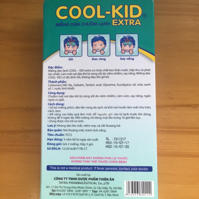 ❄️Dán hạ sốt Cool Kid❄️Tặng 1 hộp bút sáp màu cho bé