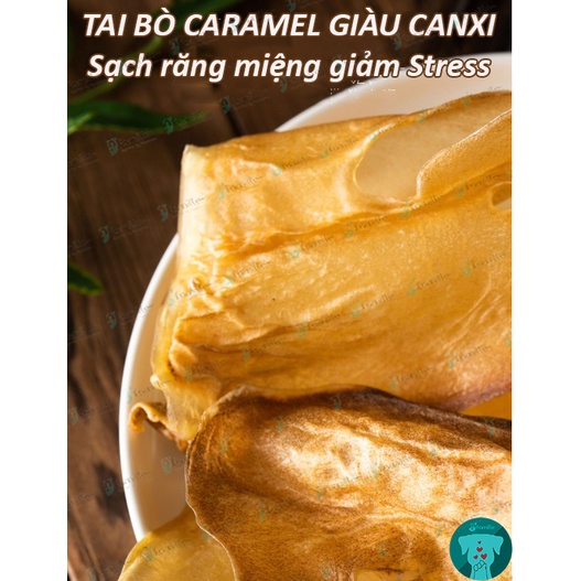 Snack Sạch Răng Miệng JFamille, Tai Bò Vị Caramel, Bổ Sung Canxi, Collagen, Protein, Giảm Stress &amp; Chống Cắn Phá. JF147