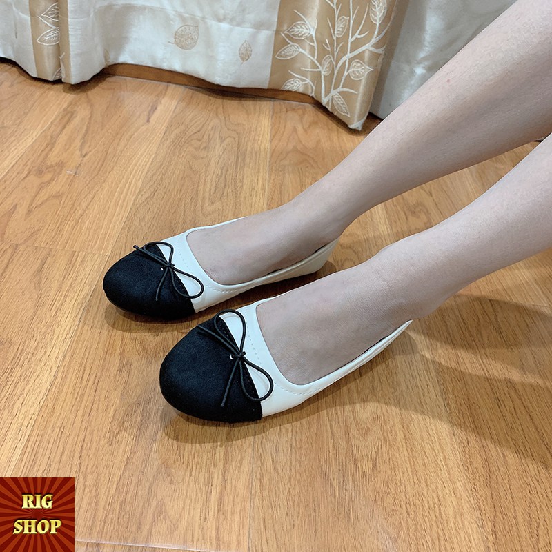 [ẢNH THẬT] GIÀY BÚP BÊ RIGSHOP THẮT NƠ PHỐI DA LỘN - C7