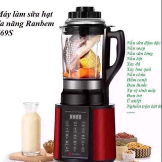 Máy làm sữa hạt hẹn giờ , xay nấu đa năng xay sinh tố, xay bột khô rambem 769s