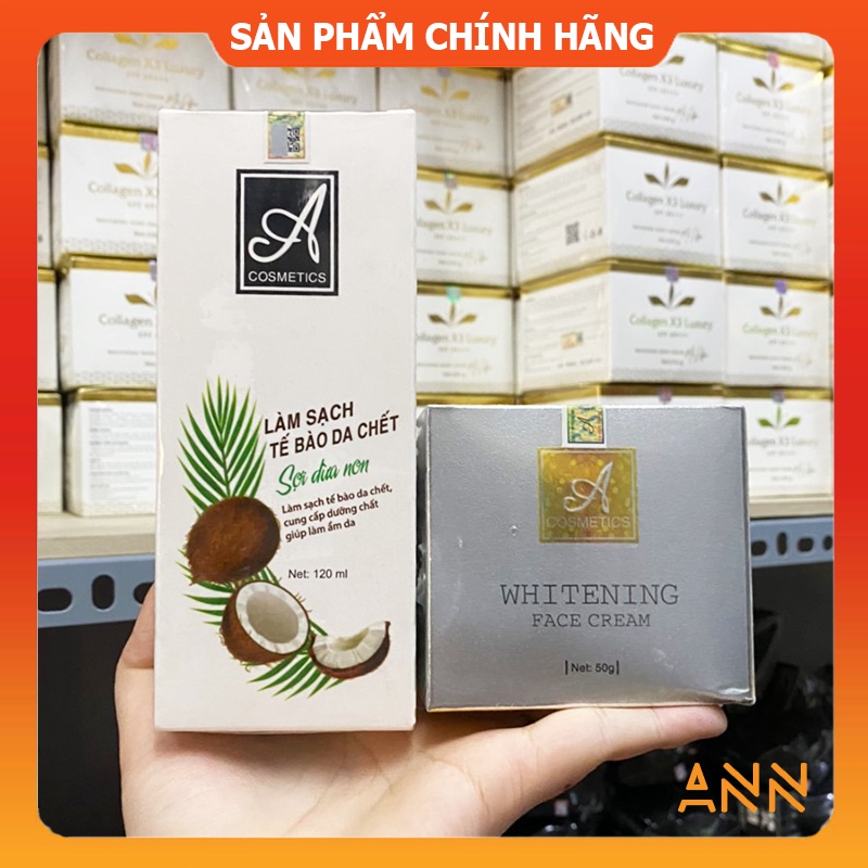 [Chính hãng] Combo Tẩy tế bào sợi dừa non A Cosmetics + Kem Face Pháp A Mỹ phẩm Phương Anh